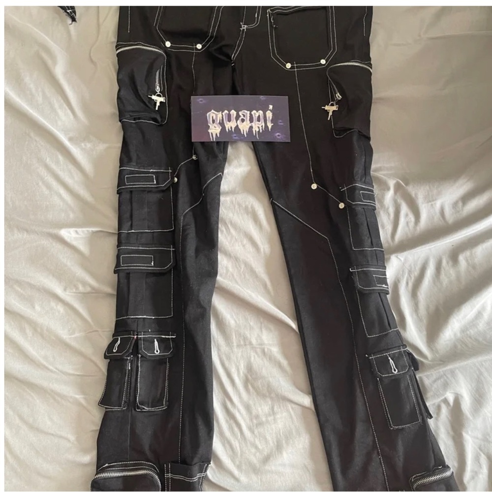 Guapi Stacked Cargos Zippers with Uzi Black Size 34 NEW